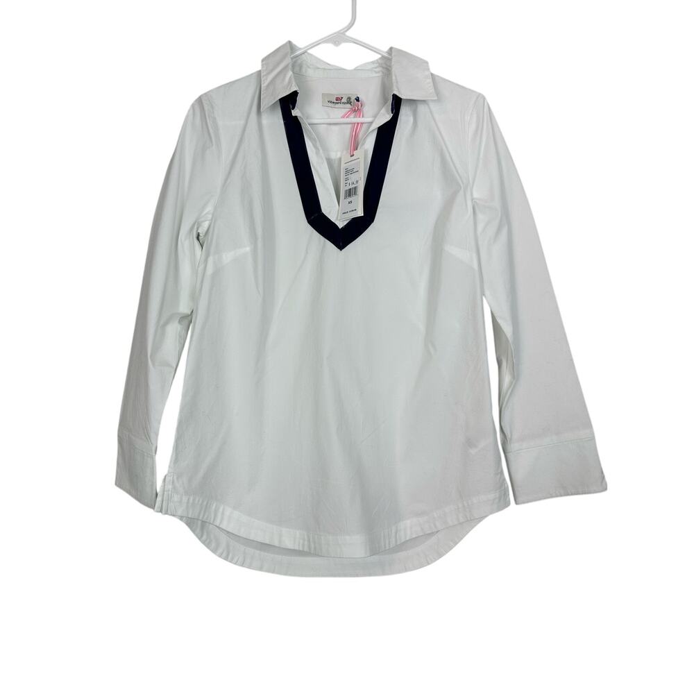 NWT Vineyard Vines Velvet Trip Popover Blouse XS Resortwear Nautical Coastal